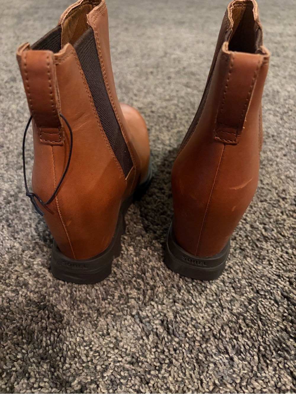 Sorel Tan Leather Chelsea Wedge Heeled Boots - Picture 4 of 4
